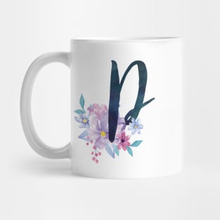 Floral Monogram P Pretty Lilac Bouquet Mug